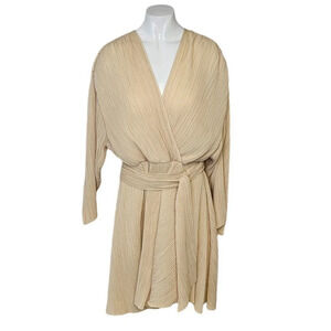 & Other Stories Capsule Pleated V-Neck Dress Cream Size US 6